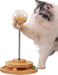 Marchul Cat Puzzle Feeder, Interactive Cat Toy with Treat Dispenser & Roller Track Ball, Wooden Slow Feeder Ball for Indoor Cats, 3-in-1 Food Puzzle Toy for Mental Stimulation