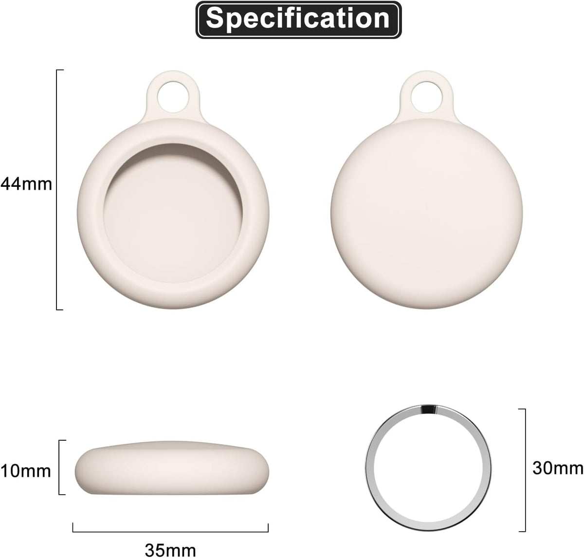 oakxco Beige Airtag Keychain Silicone, Airtag Holder with Key Ring, Air Tag Cover Cute Accessories for Kids, Luggage, Car Dog Collar, Car, Compatible with Apple Airtag Case Waterproof, Cream Stone