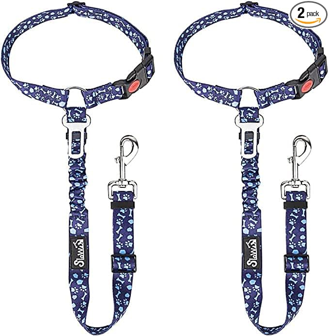 SlowTon Dog Seat Belt for Car, 2 Pack Dog Car Harness Seatbelt with Bungee