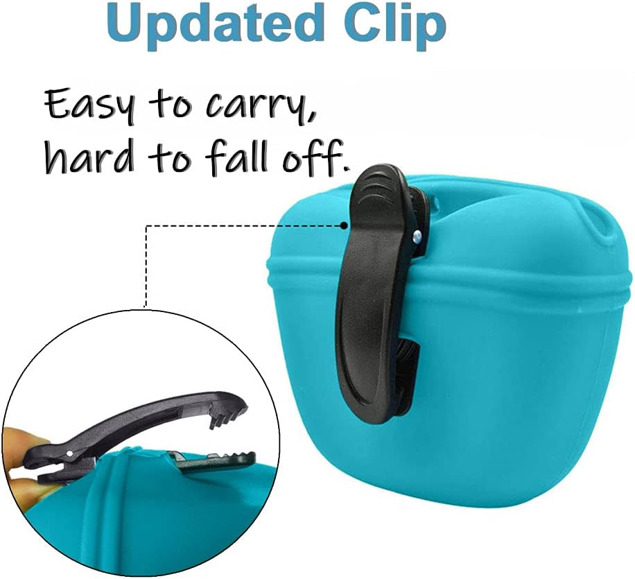 RoyalCare Silicone Dog Treat Pouch-Small Training Bag-Portable Dog Treat Bag for Leash with Magnetic Closure and Waist Clip airtight sealed - 2pieces [US Design Patent] 