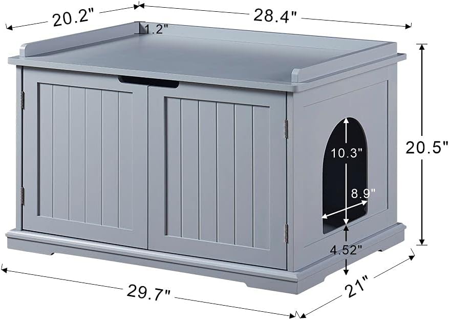 unipaws Cat Litter Box Enclosure Furniture, Hidden Litter Box Cover