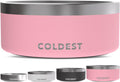 Coldest Dog Bowl - Anti Rust Metal, Non Slip, 3 Layers Insulated Stainless Steel Dog Bowls - Spill Proof & Heavy Duty - Water Bowl for Dogs, Cats & Pets, Dish Washer Safe (100 oz, Cotton Candy Pink) 
