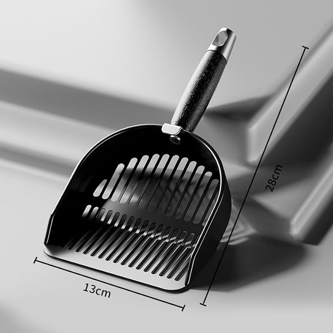 DHXYZZB Cat Litter Scoop Stainless Steel Litter Shovel, Heavy Duty Litter Sifter, Litter Scooper with Wooden Handle Large Scoop for Fast Sifting Easy to Clean