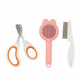 3PCS Cat & Dog Grooming Kit,Bath Brush,Nail Clipper,Flea Comb(Pink)