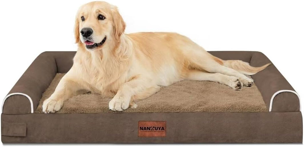 NANUYA Orthopedic Dog Bed for Large Dogs, 36 x 27 Inch, Brown