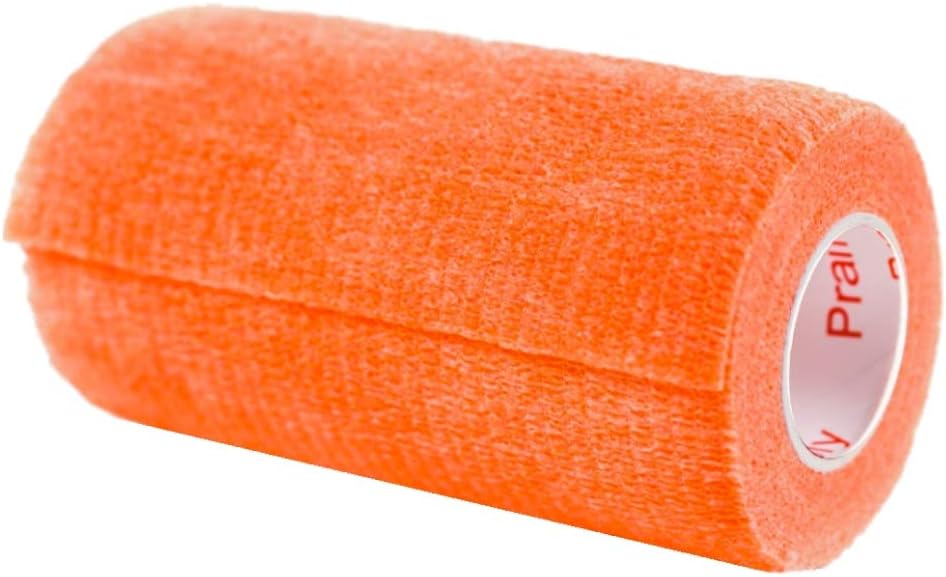 3 Inch Vet Wrap Tape Bulk (Orange) (Pack of 6) Self Adhesive Adherent Adhering Flex Bandage Grip Roll for Dog Cat Pet Horse