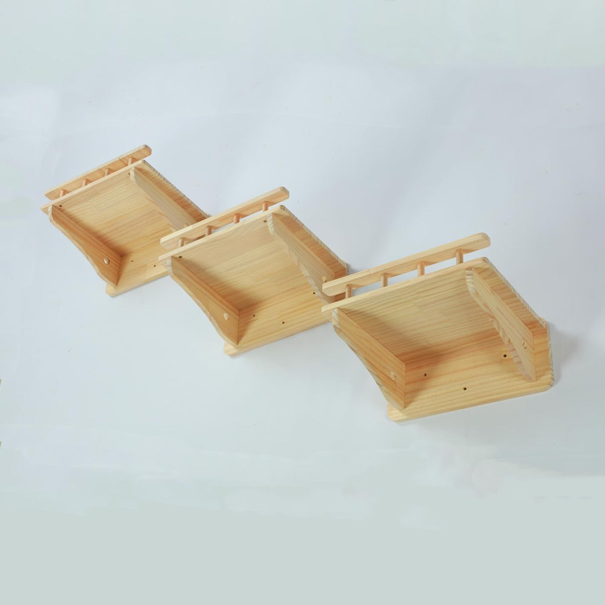 SHENGOCASE 47.2" x 11.8" Natural Wood Wall Mounted Cat Shelves