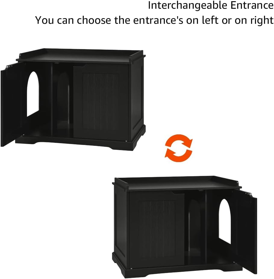 unipaws Cat Litter Box Enclosure Furniture, Hidden Litter Box Cover