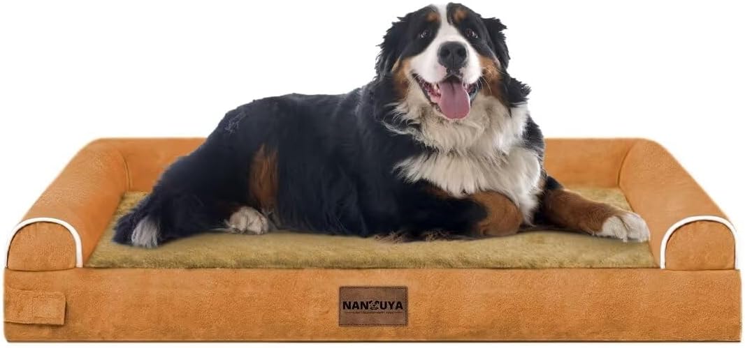 NANUYA Orthopedic Dog Bed for Jumbo Dogs, 53 x 42 Inch, Orange