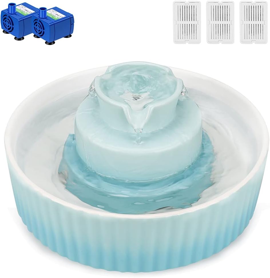 Wonder Creature Ceramic Cat Water Fountain, Stable Cupcake Design, 71oz