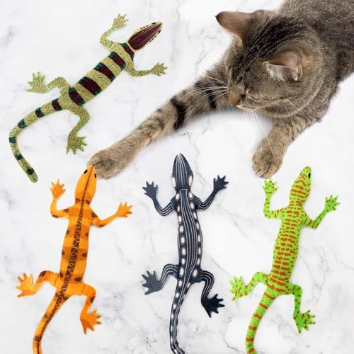CiyvoLyeen Plush Lizard Catnip Toys for Indoor Cats 4 Pack | Interactive Lizard Cat Chew Kicker Toys, Boredom Relief, Soft Durable Plush with Catnip, Funny Gift for Cat Lovers & Kitten