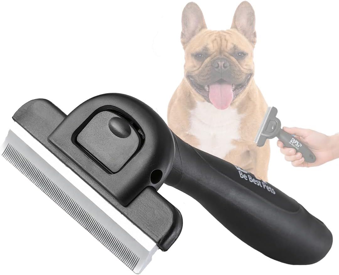 Be Best Pets Deshedding Brush for Dogs & Cats - Pet Undercoat Rake Tool | Professional Grooming Tool, Removes Loose Fur, For Thick Double Coats, Heavy Shedding, All Breeds 