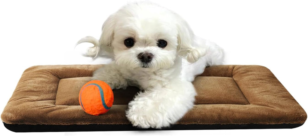 Dog Crate Pad Washable Dog Bed for Crate Small Cozy Mat 22-Inch Brown