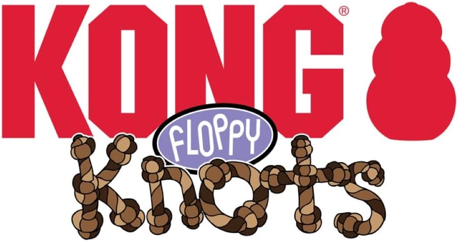Kong Floppy Knots Rope and Plush Dog Toy, Bunny, Medium/Large | Knotted Rope & Plush Toy with Minimal Stuffing & a Squeaker, Great for Teething, Tugging & Lively Play