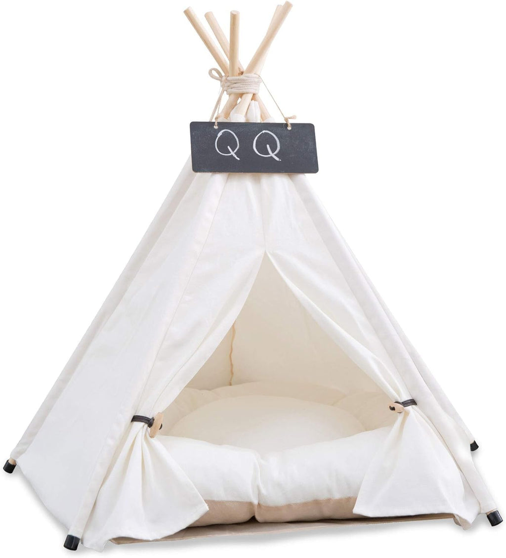 Dog Teepee Bed Cat Tent Portable Houses Pet Puppy with Cushion
