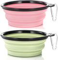 Dog Bowl Pet Collapsible Bowls, 2 Pack Collapsible Dog Water Bowls for Cats Dogs, Portable Pet Feeding Watering Dish for Walking Parking Traveling with 2 Carabiners (Small, Fairy Pink+Sprout Green)