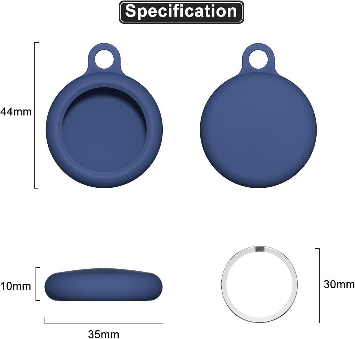 Oakxco for Airtag Keychain Silicone, Airtag Holder with Key Ring, Air Tag Cover Cute Accessories for Kids, Luggage, Car Dog Collar, Car, Compatible with Apple Airtag Case Waterproof Tracker, Navy Blue
