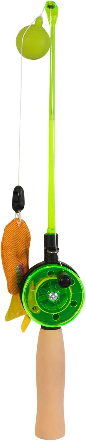 Mad Cat Go Fish Light Up Fishing Wand Teaser Cat Toy, Catnip and Silvervine