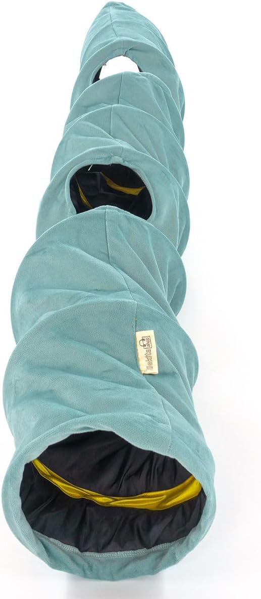 Velvet Fabric - Foldable/Collapsible - 140x25 cm (55.12x9.84 Inches) Cat Tunnel (Baby Blue)