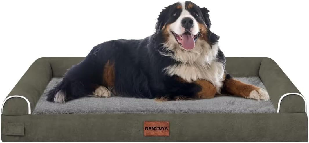 NANUYA Orthopedic Dog Bed for Jumbo Dogs, 53 x 42 Inch, Dark Green