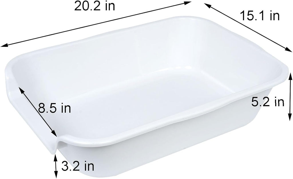 Extra Large Low Entry ABS Cat Litter Box, White, 20" L x 15.5" W, 2 Pack