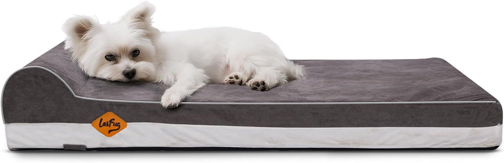 Laifug Orthopedic Dog Bed, Grey 34''x22''x5.5'', Memory Foam