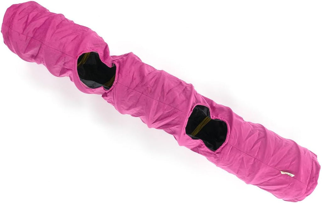 Velvet Fabric - Foldable/Collapsible - 140x25 cm (55.12x9.84 Inches) Cat Tunnel (Pink)
