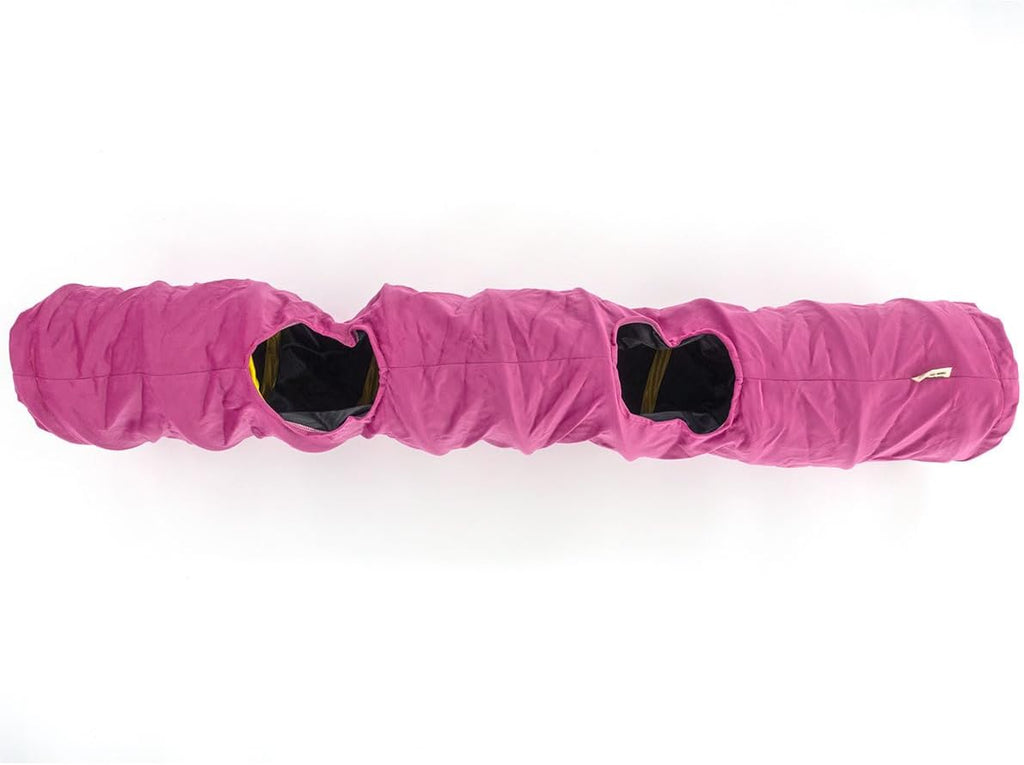 Velvet Fabric - Foldable/Collapsible - 140x25 cm (55.12x9.84 Inches) Cat Tunnel (Pink)