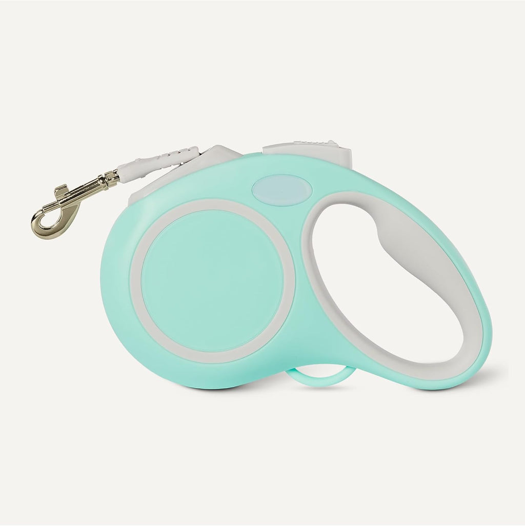 Amazon Basics Retractable Dog Leash, Double-Sided Reflective, Ergonomic Handle, Quick-Lock, 16.4 ft, 33 lb, Size S, Blue
