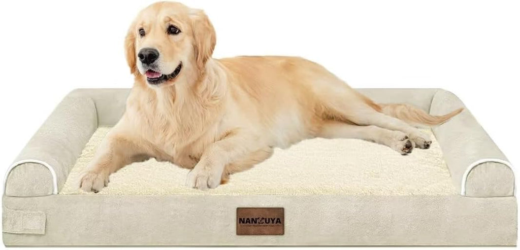 NANUYA Orthopedic Dog Bed for Large Dogs, 36 x 27 Inch, Beige