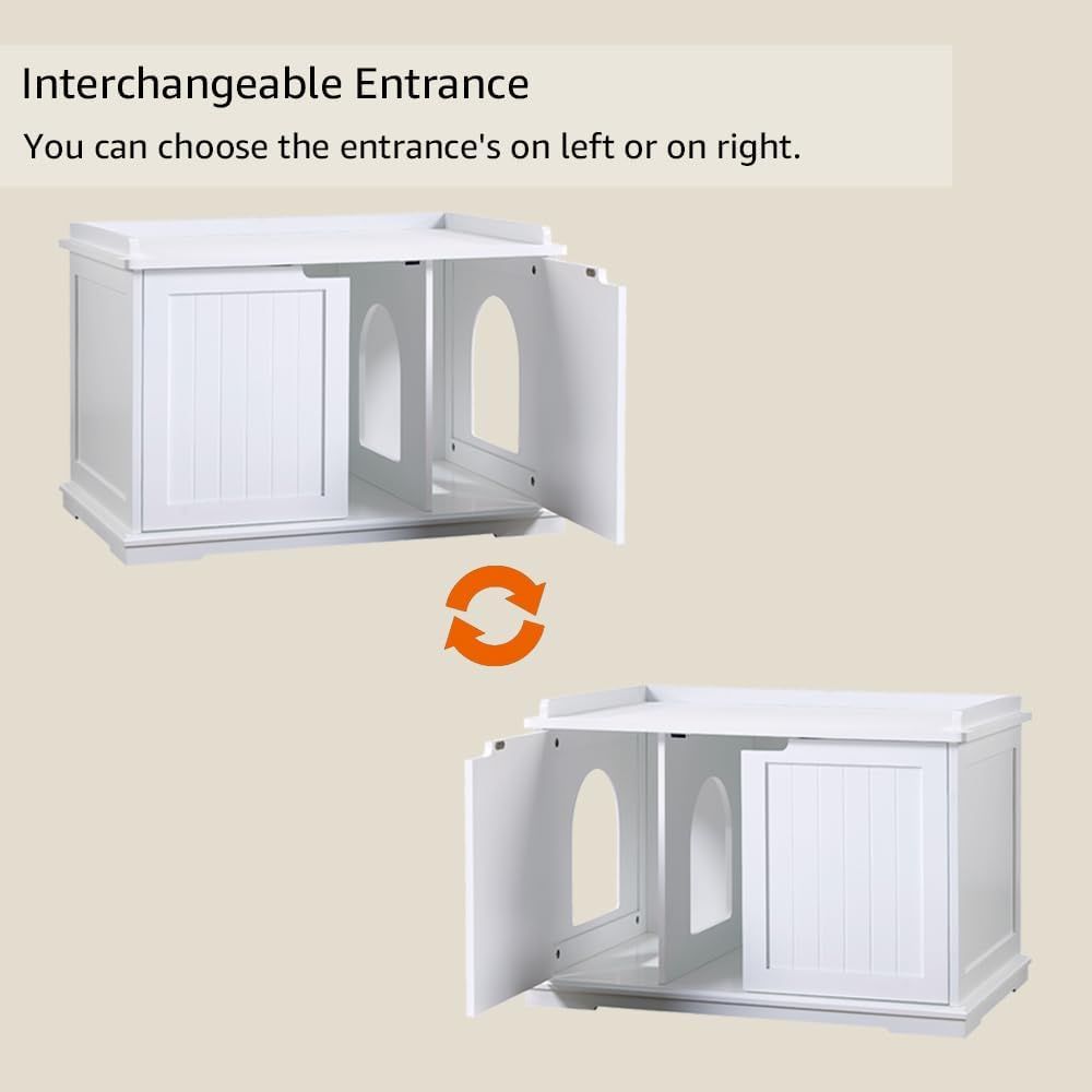 unipaws Cat Litter Box Enclosure Furniture, Hidden Litter Box Cover