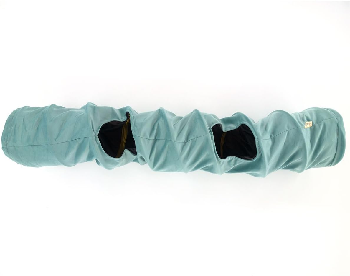 Velvet Fabric - Foldable/Collapsible - 140x25 cm (55.12x9.84 Inches) Cat Tunnel (Baby Blue)