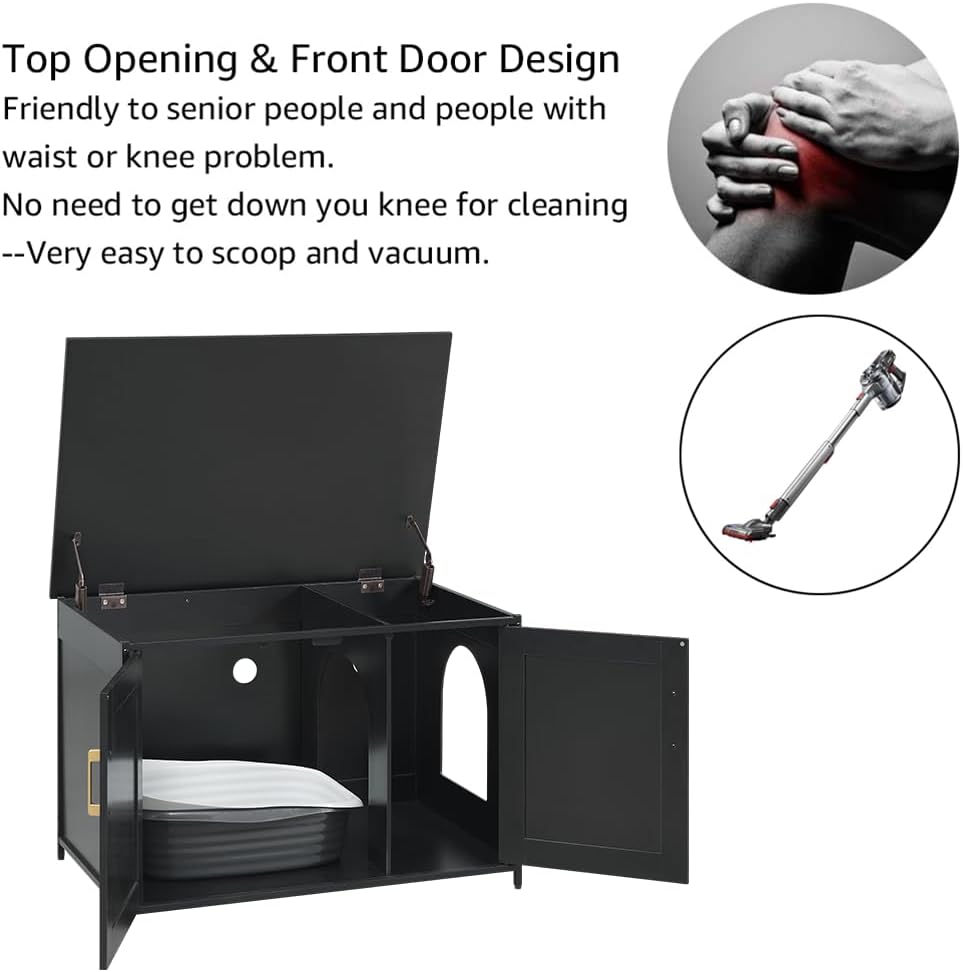 unipaws Top Opening Cat Litter Box Enclosure Furniture, Flip Top Design