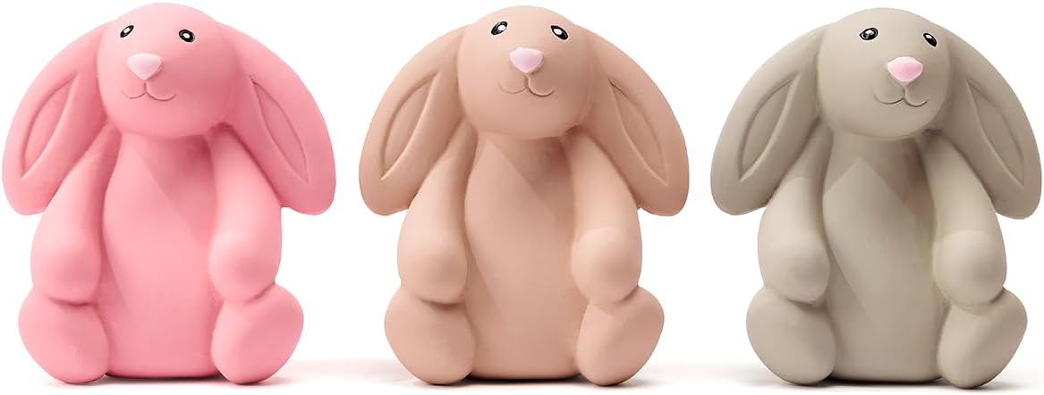 Squeaky Dog Toys for Medium Dogs, Soft Latex Bunny Squeaky Dog Ball, Cute Funny Squeak Rabbit Pet Toys