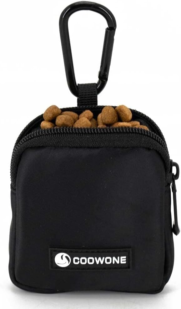 Waterproof Dog Treat Pouch, Dog Training Treat Pouch Built in Poop Bag Dispenser Adjustable Shoulder Bag (BLK) (BLK)