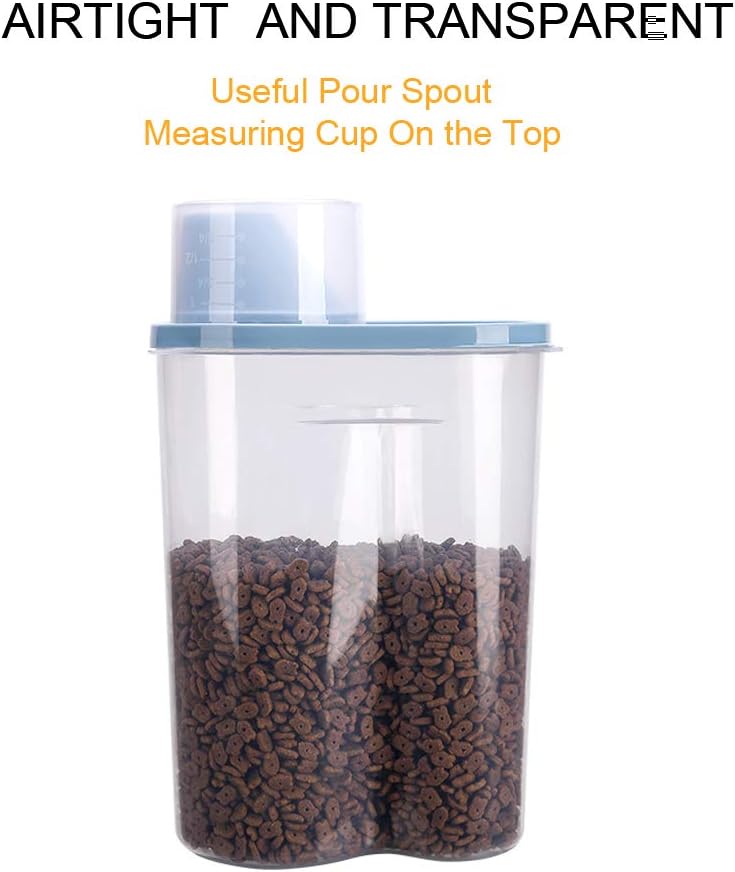 2 Pack 2lb/2.5L Pet Food Storage Container with Measuring Cup for Small Dog, Cat, Waterproof-BPA Free