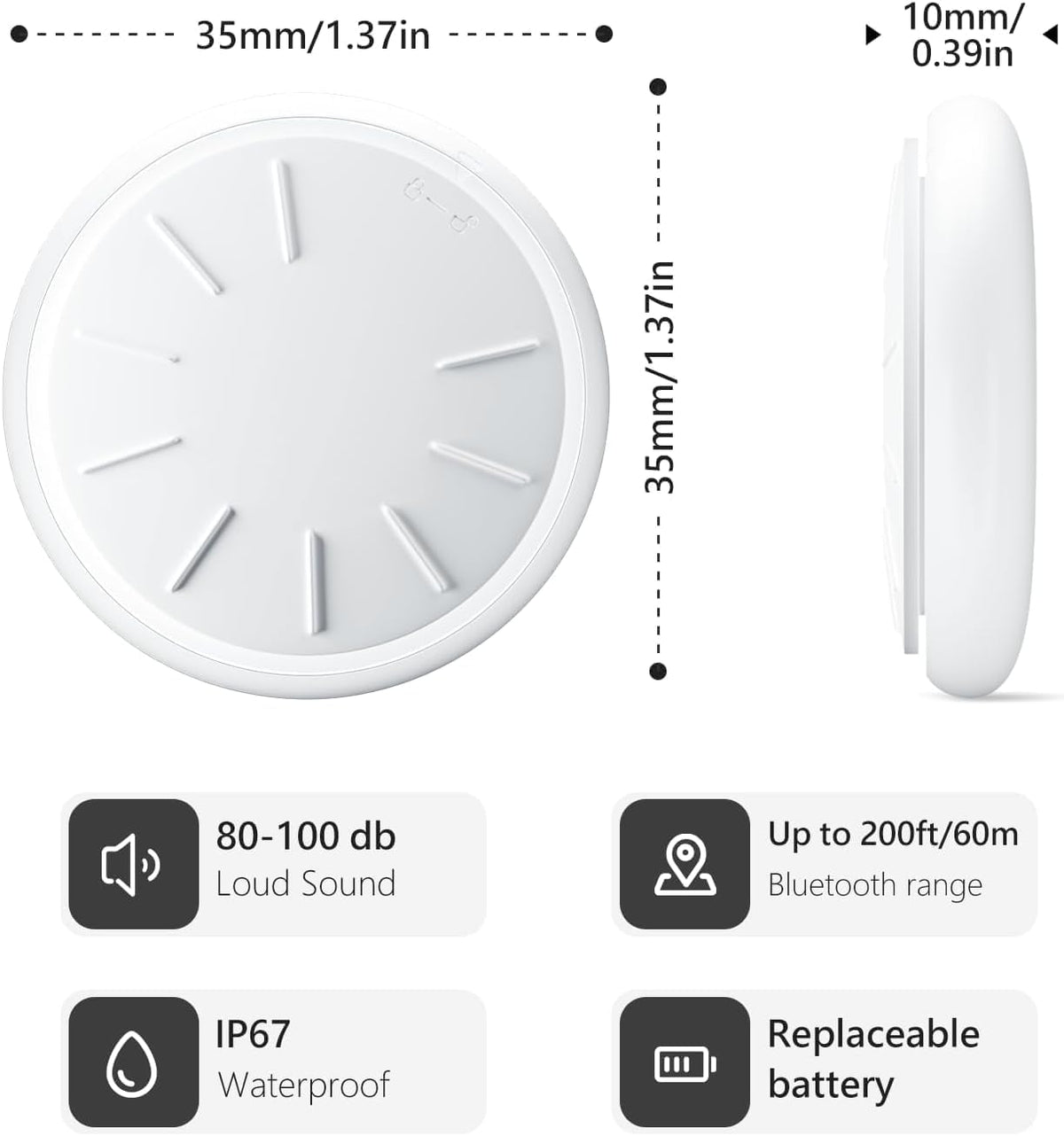GPS Tracker Tags-3 Pack,Bluetooth Tracker Tags Works with Apple Find My APP (iOS Only, Not for Android),Smart Tag with Keychain/Lanyard,Item Finders Tracker for Key, Luggage, Wallet,Bags,Pets