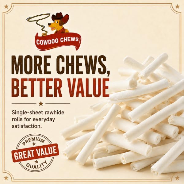 Cowdog Chews Retriever roll 9-10 inch All Natural Rawhide Product (40 Pack)