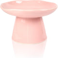 Extra Wide 6.1" Raised Cat Food Bowl, Shallow Ceramic Elevated Cat Feeder, Anti Vomiting, Stress Free, Whisker Fatigue, Pet Food or Water Bowl, Pink