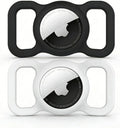 for AirTag Dog Collar Holder Soft Air Tag Holder (Black&White)