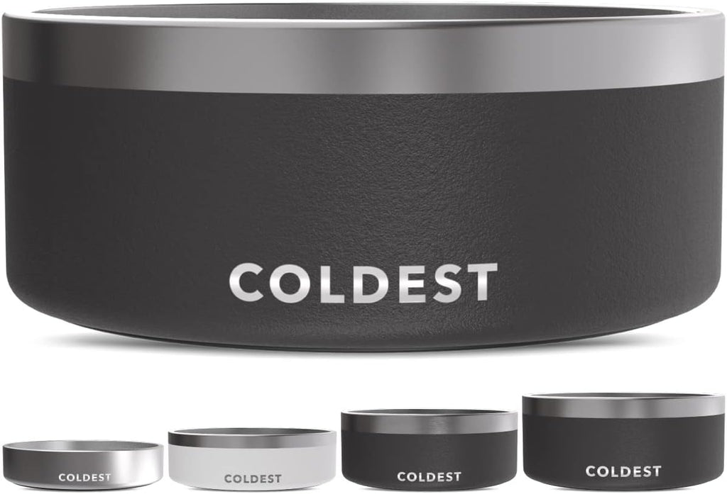 Coldest Dog Bowl - Anti Rust Metal, Non Slip, 3 Layers Insulated Stainless Steel Dog Bowls - Spill Proof & Heavy Duty - Water Bowl for Dogs, Cats & Pets, Dish Washer Safe (100 oz, Stealth Black) 