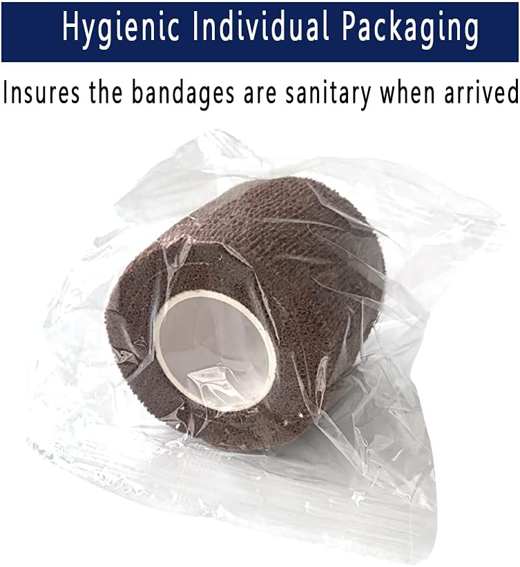 [6 Pack-2" x5Yards] MINGYUE Self Adhesive Bandage Wrap,Athletic Tape,Sports Tape,Wrist and Ankle Wrap Tape,Cohesive Bandage for Vet Tape(Brown)