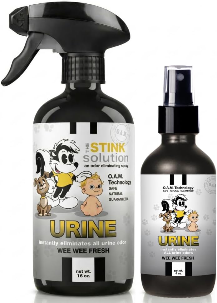 The Stink Solution Urine Odor Eliminator Spray, WeeWee Fresh, 16 oz & 4 oz