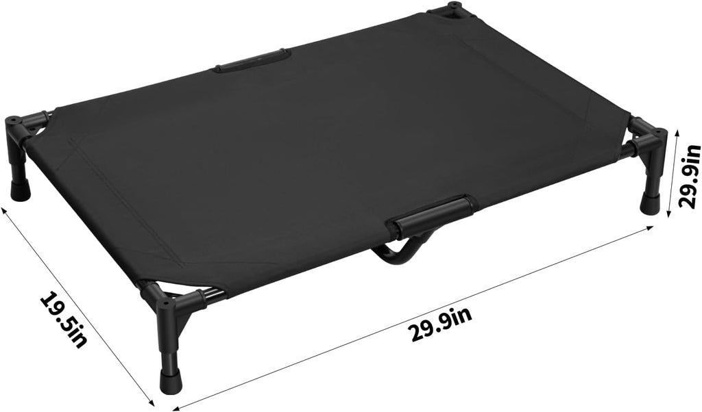 Love&go Elevated Dog Bed with Metal Frame, Cooling Raised Pet Cot for Dog and Cat (M - Black, Medium-29.9x19.5x5.5 inch)