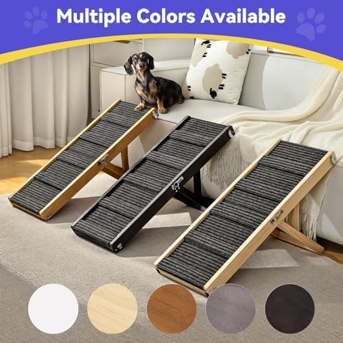 Pawaboo 2026 Upgraded Small Dog Ramp for Couch Foldable, 5 Ajustable Height