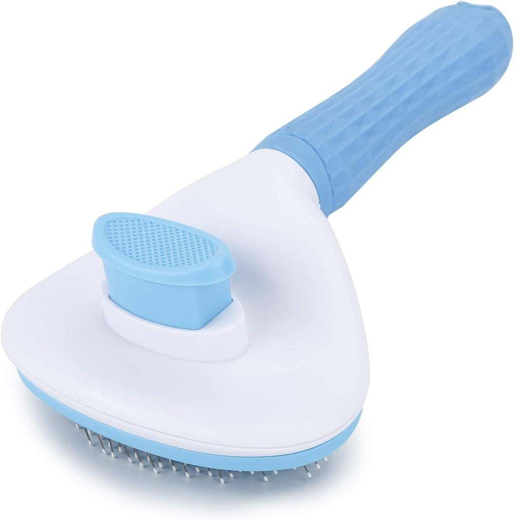 Depets Self Cleaning Slicker Brush, Dog Cat Bunny Pet Grooming Shedding Brush - Easy to Remove Loose Undercoat, Pet Massaging Tool Suitable for Pets with Long or Short Hair 