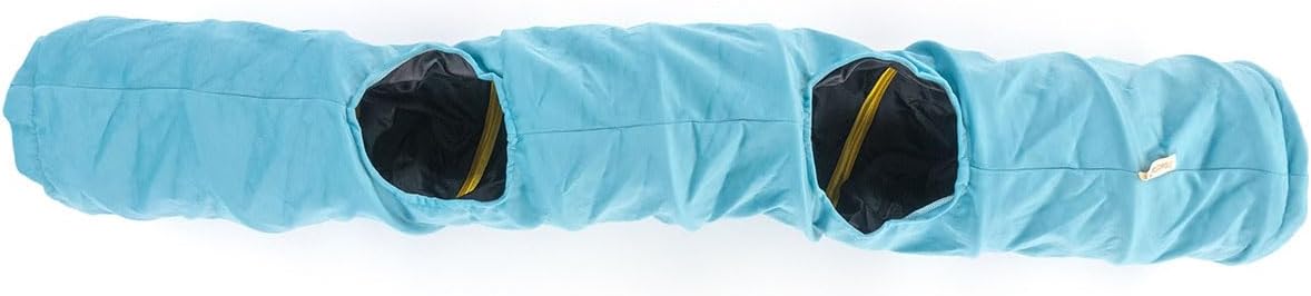 Velvet Fabric - Foldable/Collapsible - 140x25 cm (55.12x9.84 Inches) Cat Tunnel (Turquoise)