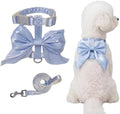 Cute Leash and Bow H-Shaped Design Harness for Small Cats Dogs, Proof Soft Adjustable Vest Easy Control Breathable Harnesses for Small Cats Dogs (Blue M 8-15LBS)