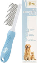 Pet Grooming & Dematting Comb – Stainless Steel Teeth, Non-Slip Grip, Removes Mats & Tangles, Gentle Deshedding Tool for Long & Short Hair Dogs & Cats