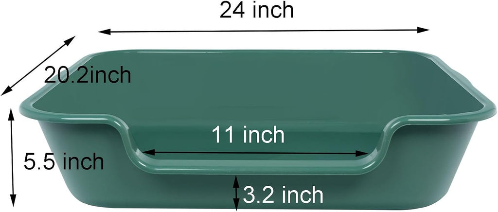 Extra Large Low Entry ABS Cat Litter Box, Green, 24" L x 20" W, 1 Pack | Durable low entry litter box, non-stick, odor-free, ideal for seniors, kittens, rabbits, large cats and multi-pet homes.